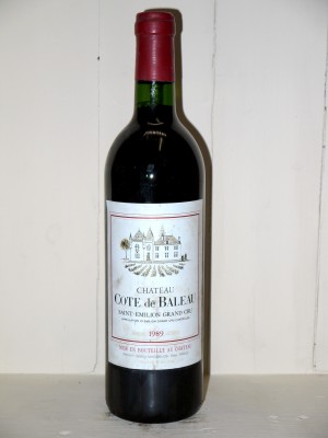 Grands vins Saint-Émilion Château Cote de Baleau 1989