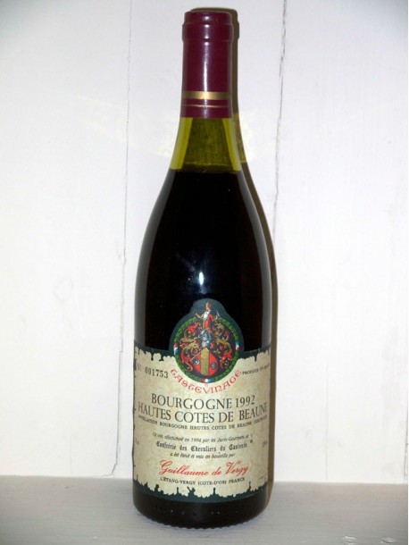 Hautes Côtes de Beaune 1992 Confrérie des Chevaliers du Tastevin Guillaume de Vergy