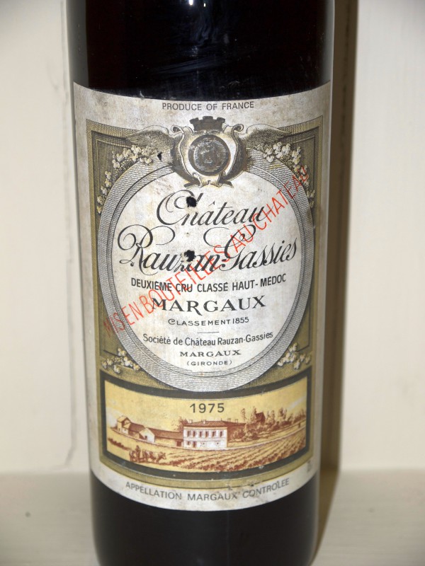 Château Rauzan-Gassies 1975 - Grands crus Bordeaux | Au droit de bouchon